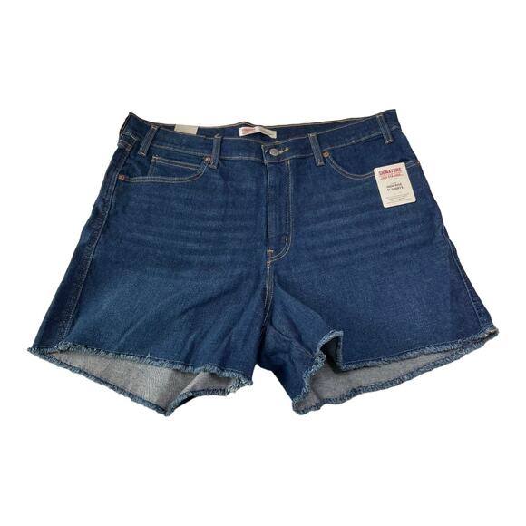 Levis Womens Jean Shorts Sz 18 Hertitage High Rise 5" Shorts Super Stretch Denim - Picture 1 of 12
